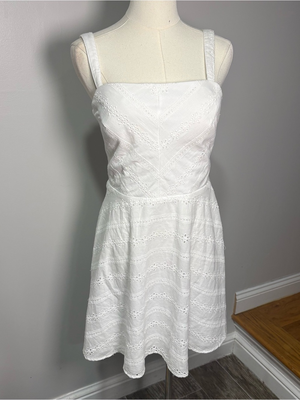 Trixxi White Eyelet Sundress Francesca’s Sz S Cotton Preppy Open‎ Back Fairy